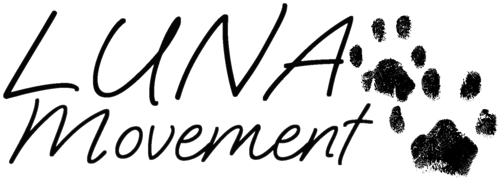 The LUNA Movement logo. The word LUNA above the word Movement with two cat paw prints to the right of the words.